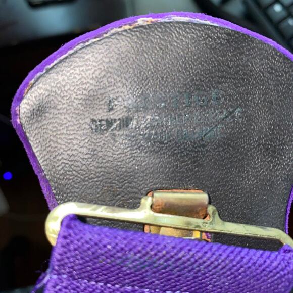 Prestige Vintage Elastic Studded Embellished Belt Purple  length 27", width 2" - Picture 8 of 8